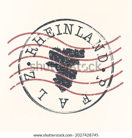 Rhineland, Palatinate, Pfalz, Germany Stamp Map Postal. Silhouette. Passport Round Design. Vector Icon. Design Retro Travel National Symbol.