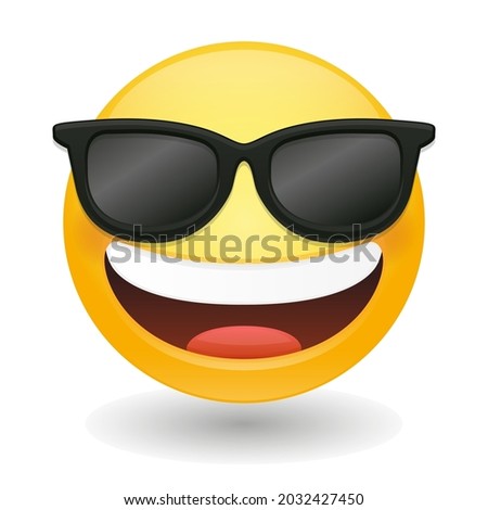 Sunglasses Laugh Emoji Icon Illustration Sign. Grinning Face with Smiling Eyes Vector Symbol Emoticon Design Vector Clip Art.