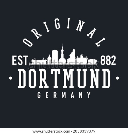 Dortmund, Germany Skyline Original. A Logotype Sports College and University Style. Illustration Design Vector City.