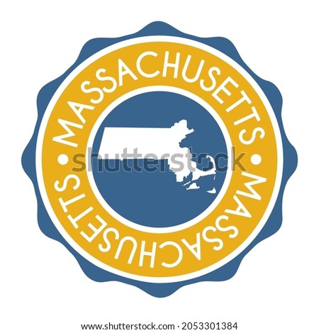 Massachusetts, USA Badge Map Vector Seal Vector Sign. National Symbol Country Stamp Design Icon Label. 