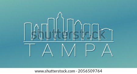 Tampa, FL, USA Skyline Linear Design. Flat City Illustration Minimal Clip Art. Background Gradient Travel Vector Icon.