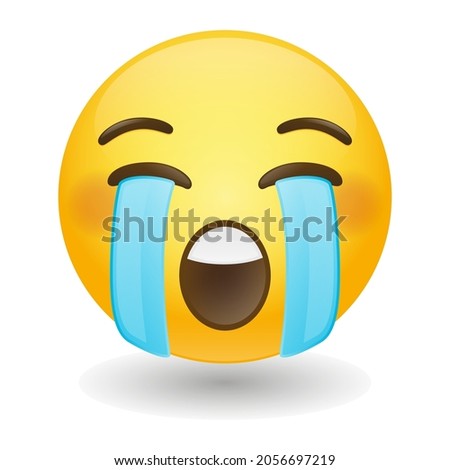 Loudly Crying Face Emoji Icon Illustration Sign. Cry Vector Symbol Emoticon Design Vector Clip Art.