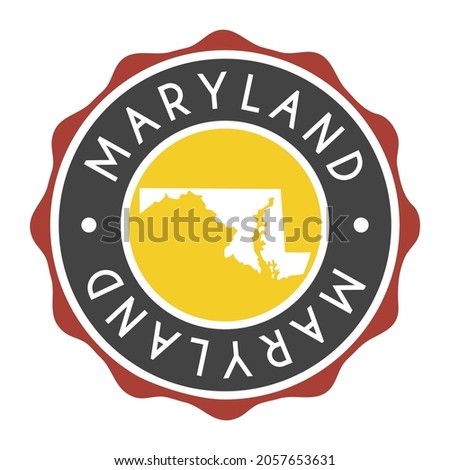 Maryland, USA Badge Map Vector Seal Vector Sign. National Symbol Country Stamp Design Icon Label. 