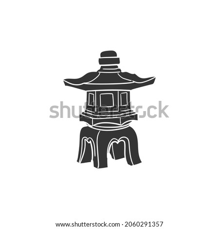 Japanese Lamp Icon Silhouette Illustration. Garden Light Vector Graphic Pictogram Symbol Clip Art. Doodle Sketch Black Sign.