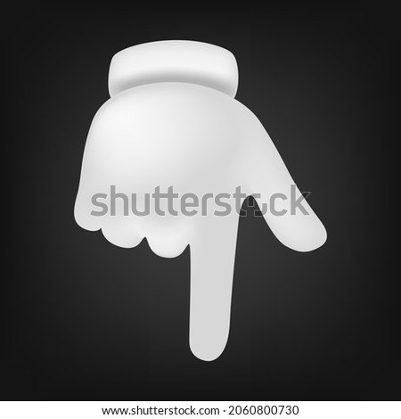 Backhand Index Hand Down Cartoon Glove Emoji Icon Illustration Sign. Human Gesture Vector Symbol Design Vector Clip Art.