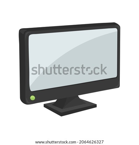 Screen Black Sign Emoji Icon Illustration. Computer Display Vector Symbol Emoticon Design Clip Art Sign Comic Style.