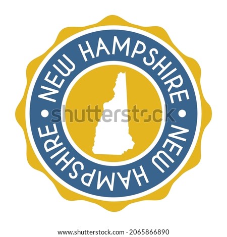 New Hampshire, USA Badge Map Vector Seal Vector Sign. National Symbol Country Stamp Design Icon Label. 