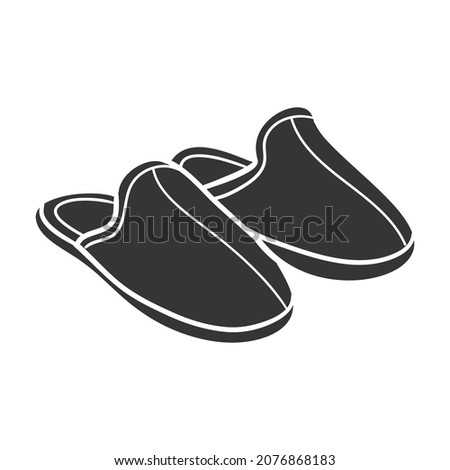 Slippers Icon Silhouette Illustration. Home Shoes Vector Graphic Pictogram Symbol Clip Art. Doodle Sketch Black Sign.