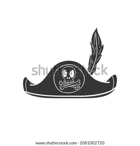 Pirate Hat Icon Silhouette Illustration. Costume Vector Graphic Pictogram Symbol Clip Art. Doodle Sketch Black Sign.