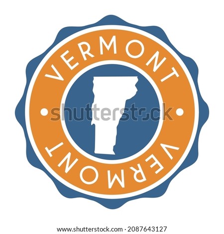 Vermont, USA Badge Map Vector Seal Vector Sign. National Symbol Country Stamp Design Icon Label. 