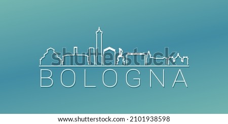 ologna, Metropolitan City of Bologna, Italy Skyline Linear Design. Flat City Illustration Minimal Clip Art. Background Gradient Travel Vector Icon.