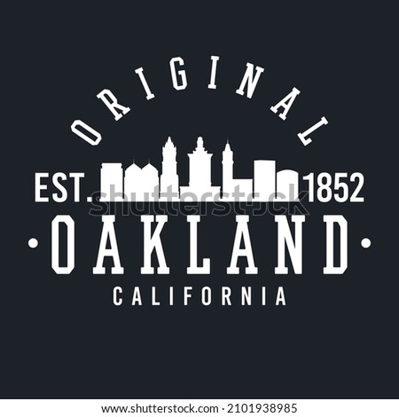 Oakland, CA, USA Skyline Original. A Logotype Sports College and University Style. Illustration Design Vector City.
