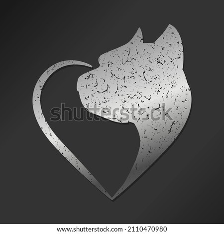 American Staffordshire Terrier Illustration Clip Art Design Shape. Love Dog Silhouette Icon Vector.