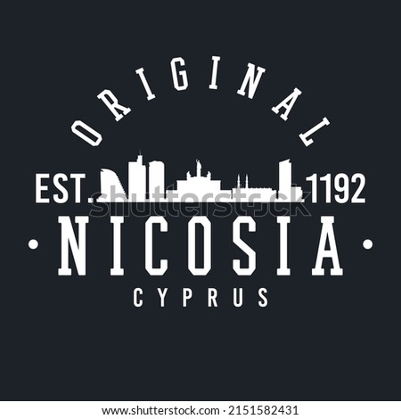 Nicosia, Cyprus Skyline Original. A Logotype Sports College and University Style. Illustration Design Vector City.