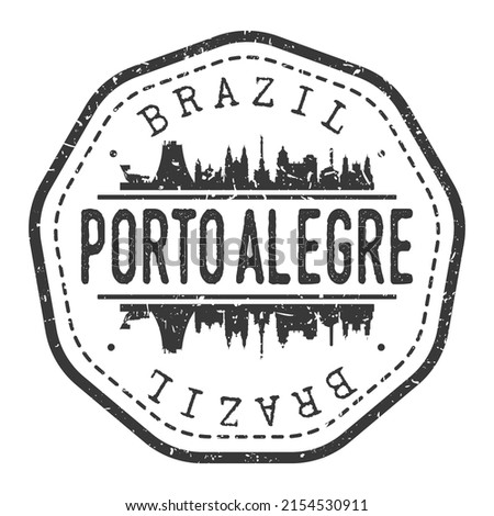 Porto Alegre, RS, Brazil Stamp Skyline Postmark. Silhouette Postal Passport. City Round Vector Icon. Vintage Postage Design. Foto stock © 