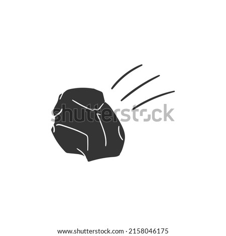 Throw Stone Icon Silhouette Illustration. Rock Vector Graphic Pictogram Symbol Clip Art. Doodle Sketch Black Sign.