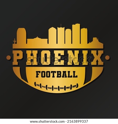 Phoenix, AZ, USA American Football Gold Skyline City Silhouette Vector. Golden Design Style Icon Symbols. Sport America Ball.