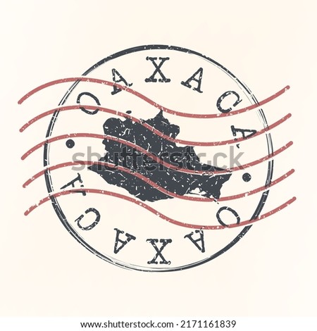 Oaxaca, Mexico Stamp Map Postal. Silhouette. Passport Round Design. Vector Icon. Design Retro Travel National Symbol.