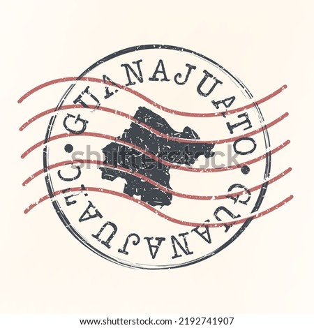 Guanajuato, Mexico Stamp Map Postal. Silhouette. Passport Round Design. Vector Icon. Design Retro Travel National Symbol.