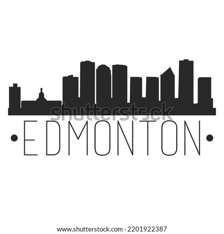 Edmonton, AB, Canada Banner Design. City Skyline. Silhouette Vector. Famous Monuments.