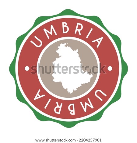Umbria, Italy Badge Map Vector Seal Vector Sign. National Symbol Country Stamp Design Icon Label. 