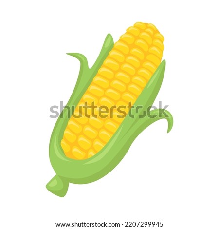 Corn On The Cob Sign Emoji Icon Illustration. Maize Vector Symbol Emoticon Design Clip Art Sign Comic Style.