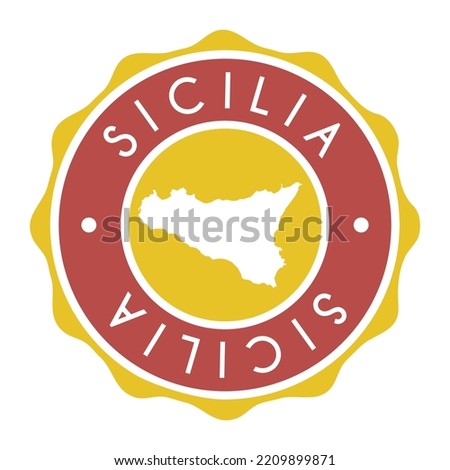 Sicily, Italy Badge Map Vector Seal Vector Sign. National Symbol Country Stamp Design Icon Label. 