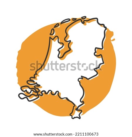 Netherlands Map Traditional Doodle. Icons Sketch Hand Made. Design Vector Line Art.