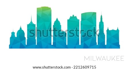 Milwaukee, WI, USA Low Poly Skyline Clip Art City Design. Geometric Polygon Graphic Horizon Icon. Vector Illustration Symbol.