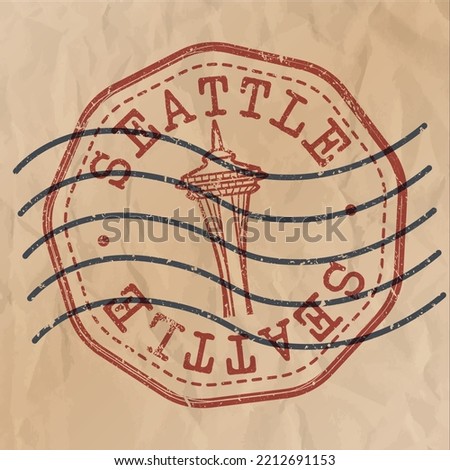 Seattle Washington, USA Stamp City Travel Passport. Design Retro Symbol Country. Old Vintage Postmark.