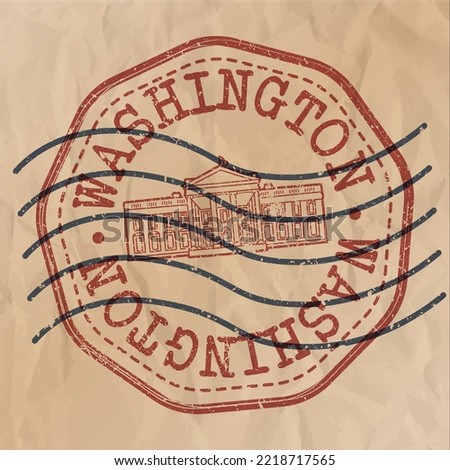 Washington, DC, USA Stamp City Travel Passport. Design Retro Symbol Country. Old Vintage Postmark.