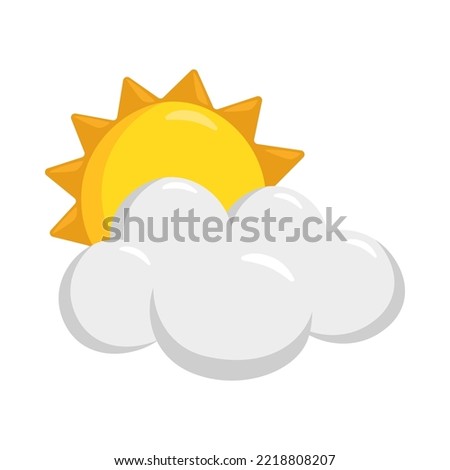 Sun Behind Cloud Sign Emoji Icon Illustration. Weather Vector Symbol Emoticon Design Clip Art Sign Comic Style.