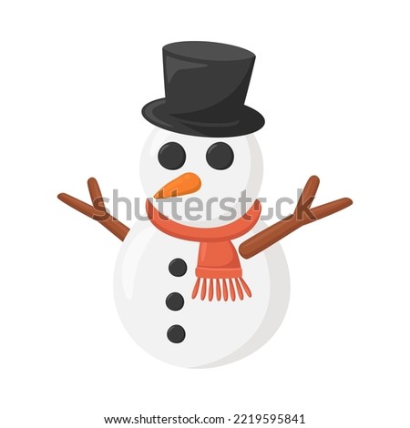 Frosty Sign Emoji Icon Illustration. Snowman Vector Symbol Emoticon Design Clip Art Sign Comic Style.