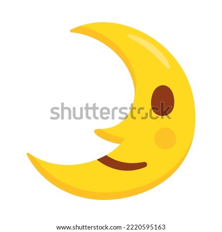 Moon Face First Quarter Sign Emoji Icon Illustration. Astrology Vector Symbol Emoticon Design Clip Art Sign Comic Style.