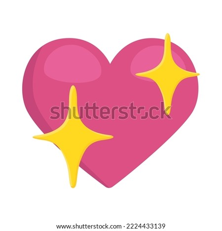 Sparkling Heart Sign Emoji Icon Illustration. Pink Love Vector Symbol Emoticon Design Clip Art Sign Comic Style.