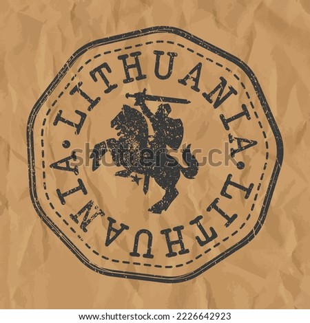 Lithuania Stamp Travel Passport. Design Retro Symbol Country. Old Vintage Postmark.