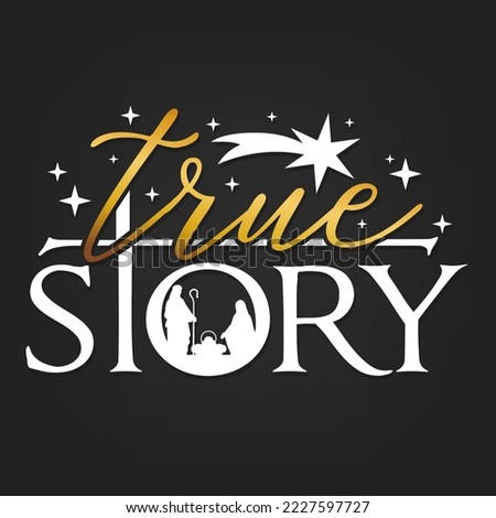 True Story Nativity Scene Silhouette. Holidays Christmas Religion. Holly Night Characters. Cut File Design. Vector Clip Art.