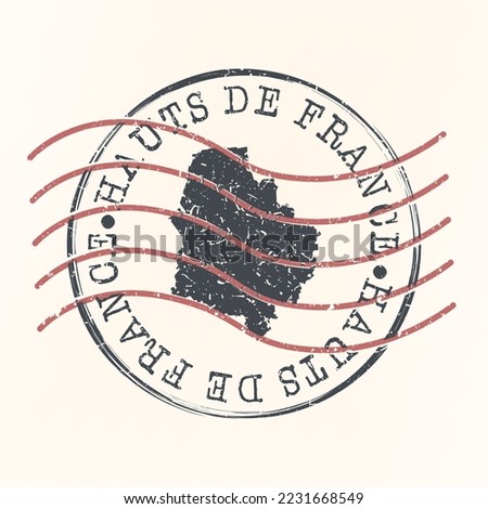 Hauts-de-France, France Stamp Map Postal. Silhouette. Passport Round Design. Vector Icon. Design Retro Travel National Symbol.