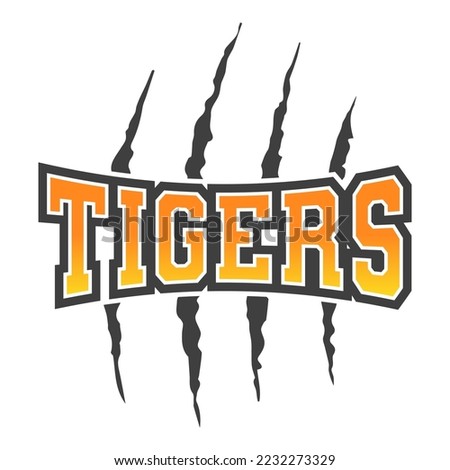 Tigers School Spirit Stamp Logo Illustration. Mascot Silhouette Team Design.