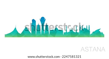 Astana, Kazakhstan Low Poly Skyline Clip Art City Design. Geometric Polygon Graphic Horizon Icon. Vector Illustration Symbol.