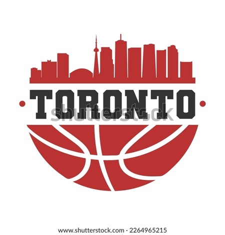 Toronto, ON, Canada Basketball Skyline City Silhouette Vector. Basket Design Style Icon Symbols. Sport America Ball.