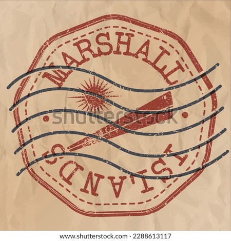 Marshall Islands Stamp Travel Passport. Design Retro Symbol Country. Old Vintage Postmark.