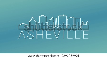 Asheville, NC, USA Skyline Linear Design. Flat City Illustration Minimal Clip Art. Background Gradient Travel Vector Icon.