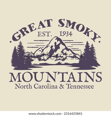 Great Smoky Mountains, United States Illustration Clip Art Design Shape. National Park Silhouette Icon Vector.