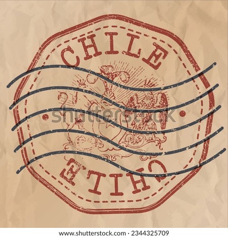 Chile Stamp Travel Passport. Design Retro Symbol Country. Old Vintage Postmark.