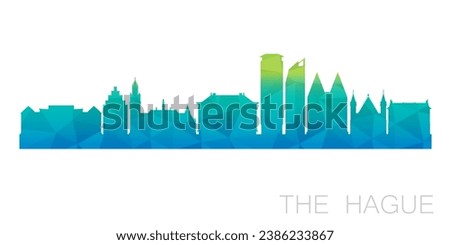 The Hague, Netherlands Low Poly Skyline Clip Art City Design. Geometric Polygon Graphic Horizon Icon. Vector Illustration Symbol.