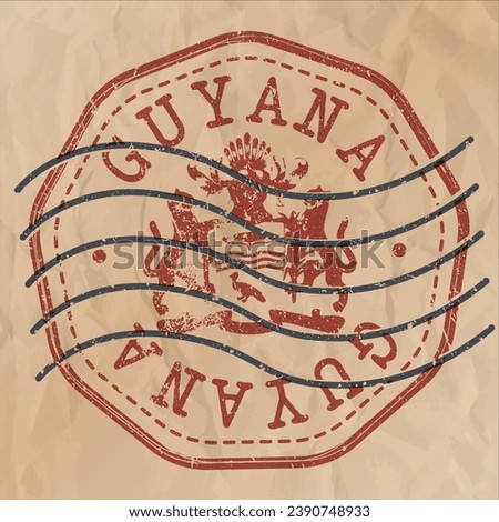 Guyana Stamp Map Postal. Silhouette. Passport Round Design. Vector Icon. Design Retro Travel National Symbol.