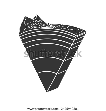 Tectonic Plates Icon Silhouette Illustration. Geology Vector Graphic Pictogram Symbol Clip Art. Doodle Sketch Black Sign.