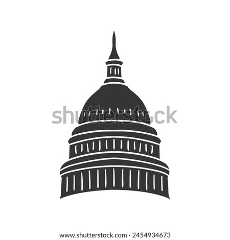 Capitol Dome Icon Silhouette Illustration. Washington DC Vector Graphic Pictogram Symbol Clip Art. Doodle Sketch Black Sign.