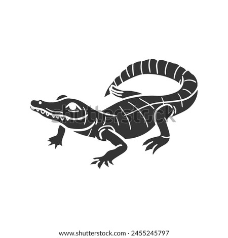 Crocodile Icon Silhouette Illustration. Alligator Vector Graphic Pictogram Symbol Clip Art. Doodle Sketch Black Sign.